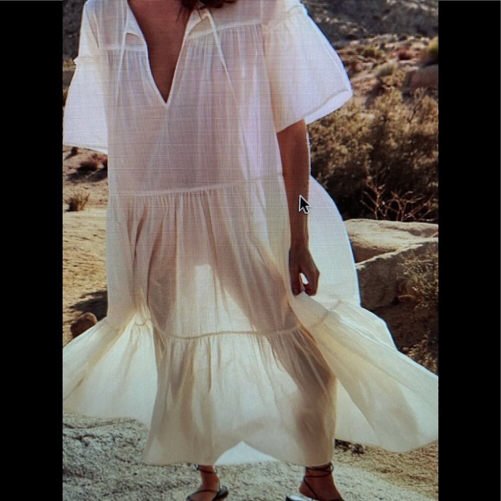 NWOT J. Crew Beachwear extra small organic cotton white beach Dress